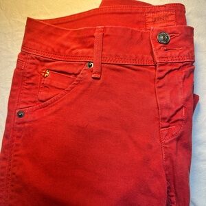 AS IS Hudson Jeans Red Stretch Skinny Jeans. *METAL STAINING*